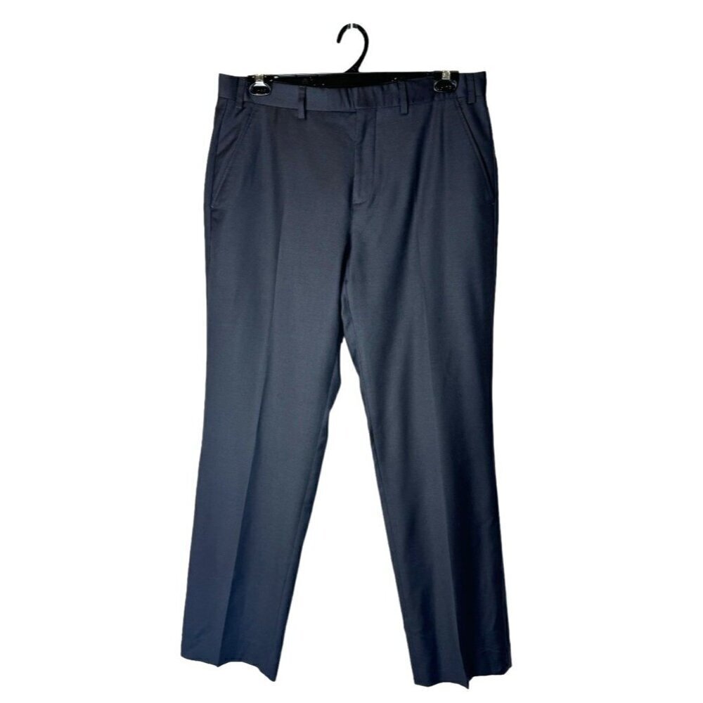 Ted Baker Pants Men 36 Navy Blue Flat Front Tapered Leg Dress Trousers